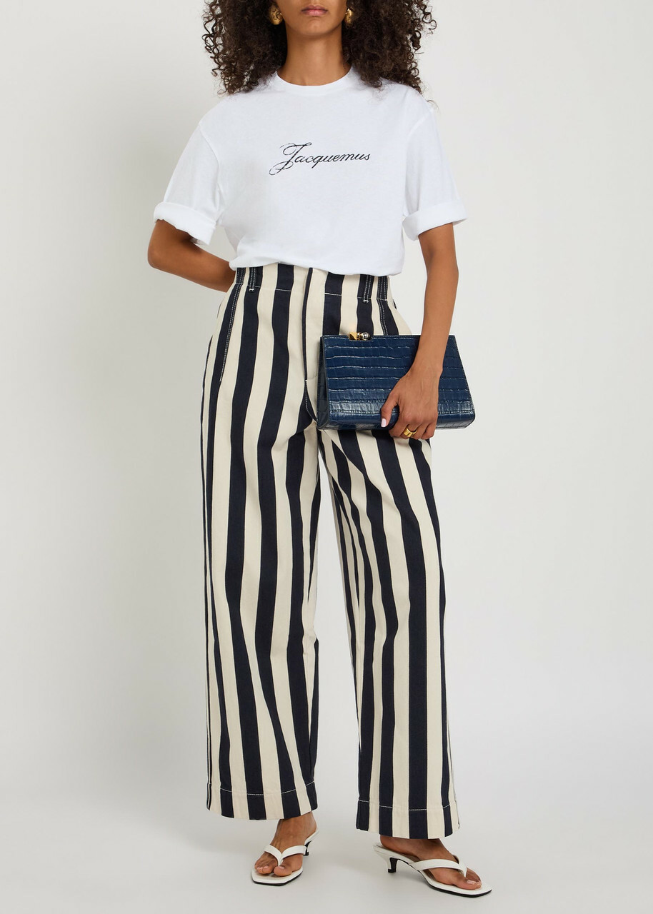 Jacquemus Le De-nîmes Parasol Striped Denim Trousers Navy