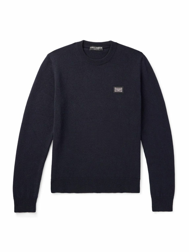 Photo: Dolce&Gabbana - Logo-Appliquéd Wool Sweater - Blue