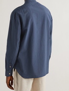 Boglioli - Grandad-Collar Cotton-Seersucker Shirt - Blue