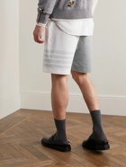 Thom Browne - Straight-Leg Striped Cotton-Blend Jersey Drawstring Shorts - Gray