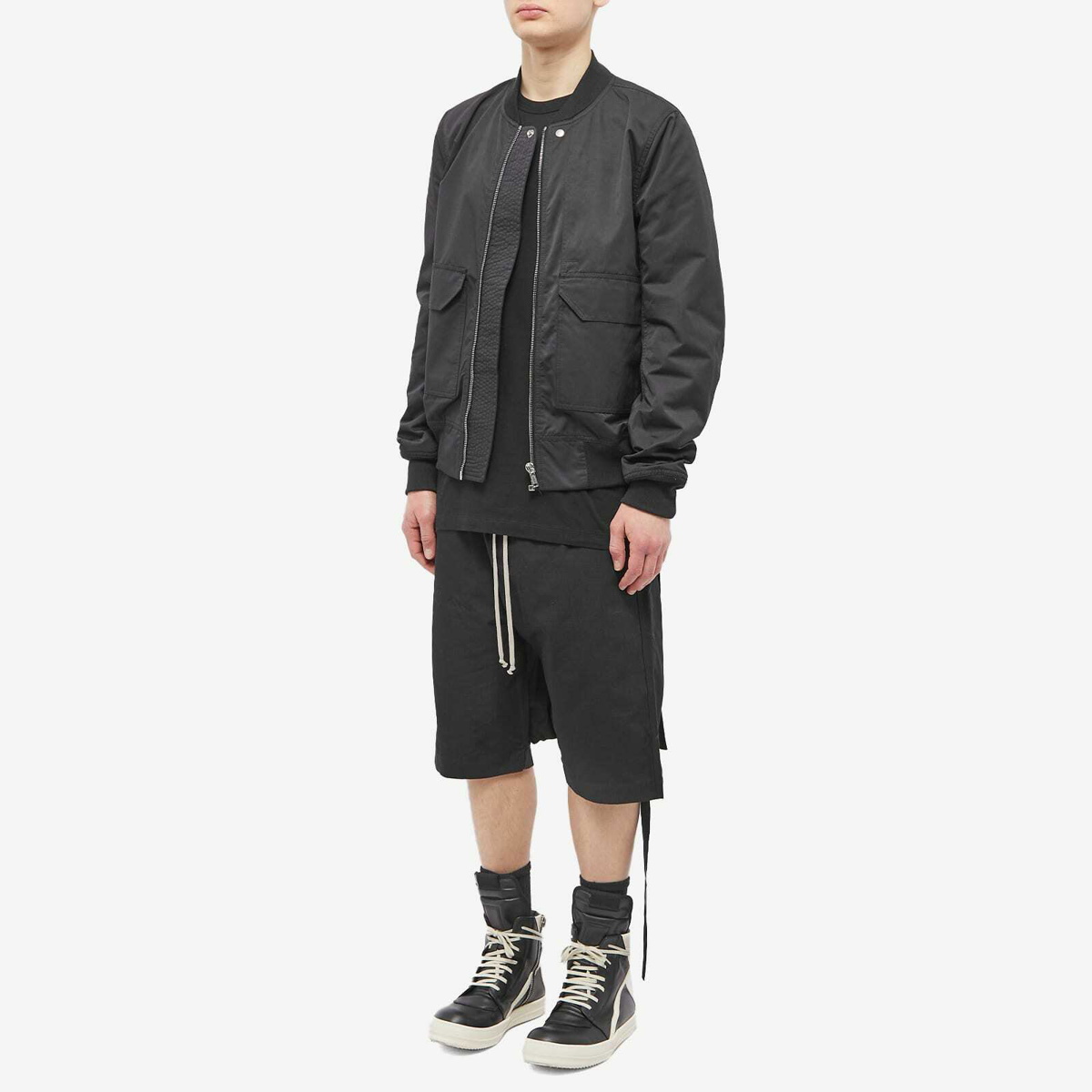 Rick Owens DRKSHDW Men's Drawstring Pods Ripstop Short in Black