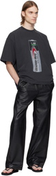 Alexander Wang Black Battery Logo-Print Graphic T-shirt
