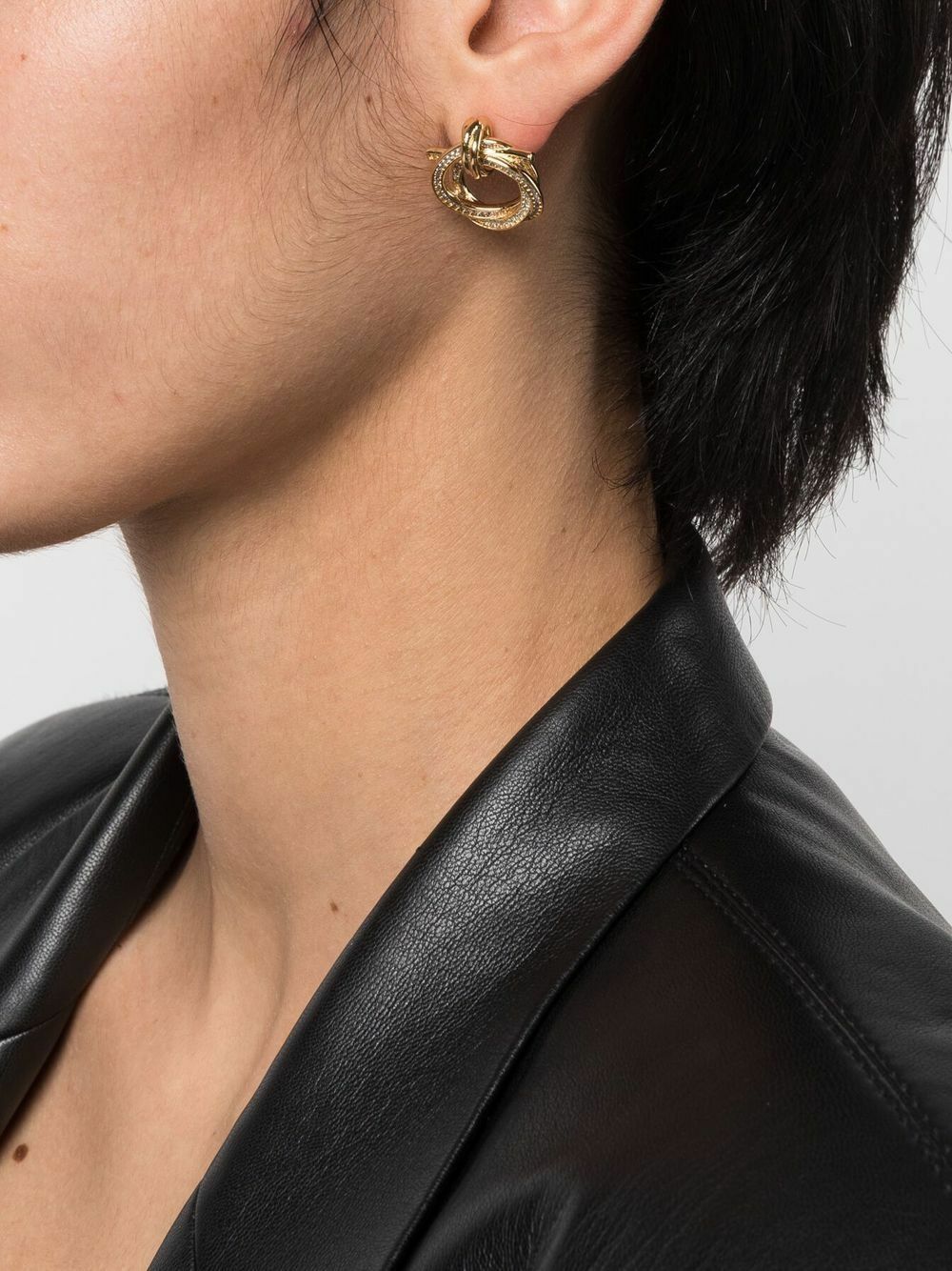 Ferragamo Gold Tone Gancini Crystal-Embellished Earrings