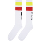 MSGM White Color Block Logo Socks