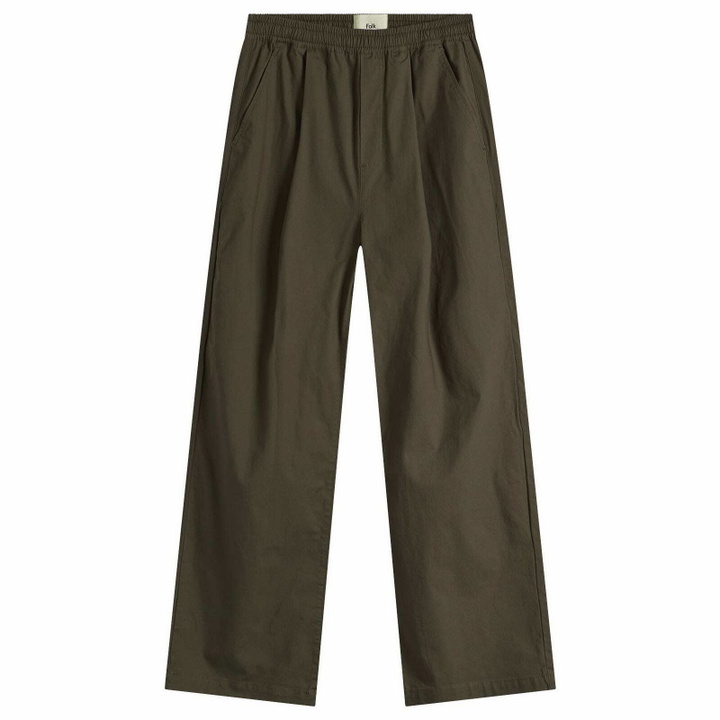 Photo: Folk Men's Drawcord Loose Trouser in Dark Olive Ripstop