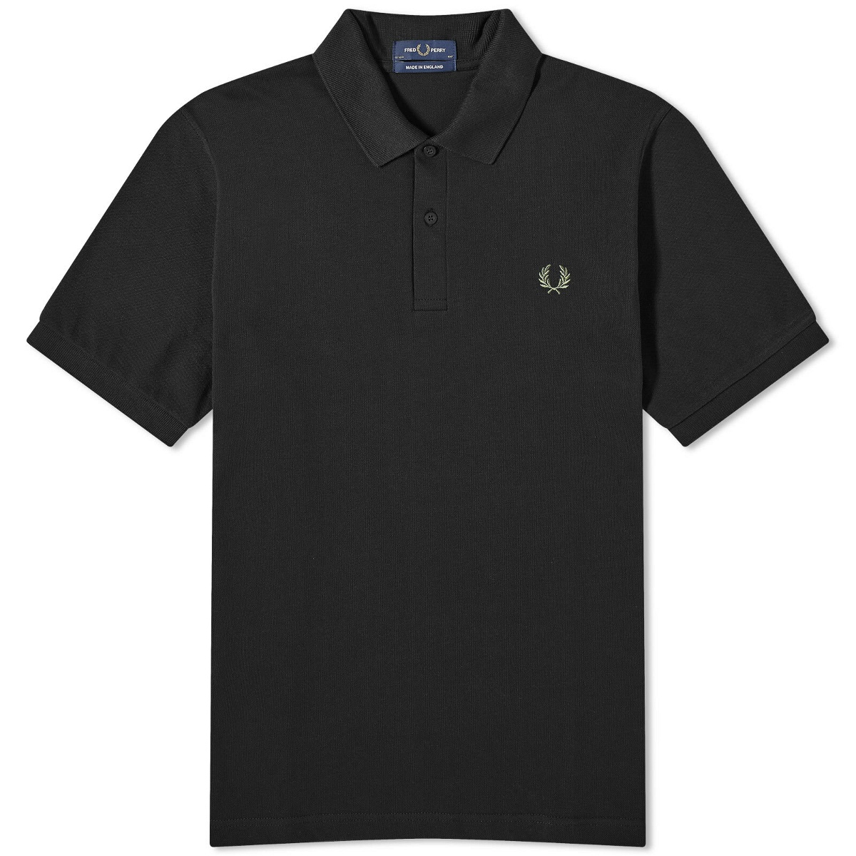 Fred Perry Men's Slim Fit Plain Polo Shirt in Black/Field Green Fred Perry