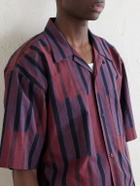 Kardo - Rohit Convertible-Collar Striped Cotton Shirt - Brown