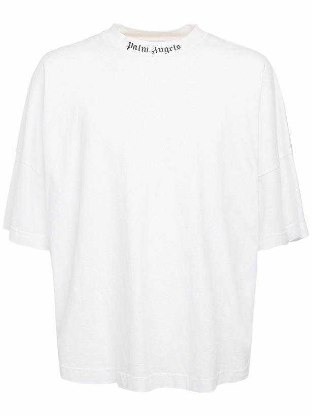 Photo: PALM ANGELS - Logo Print Over Cotton Jersey T-shirt