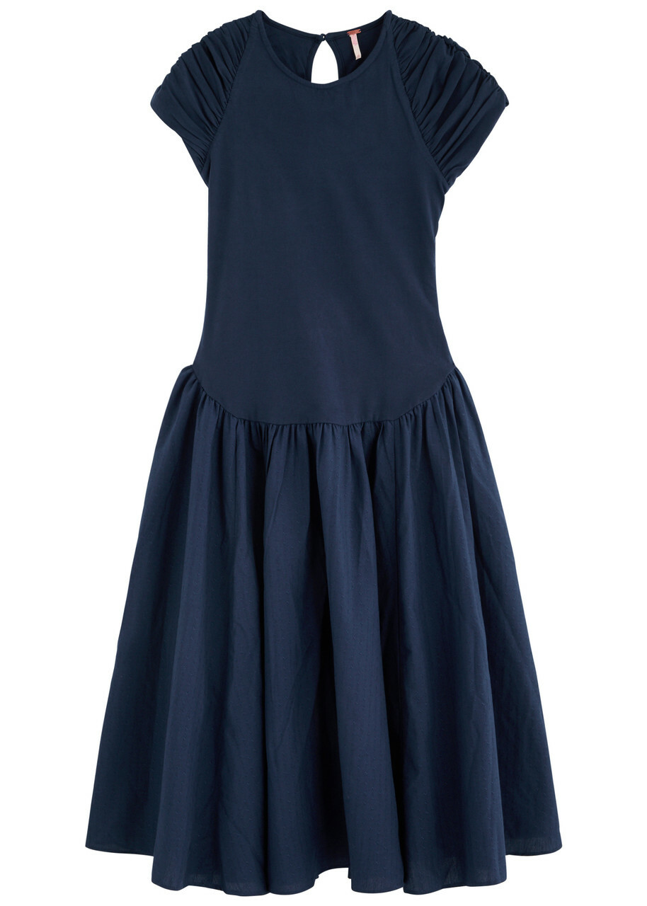Free People Afternoon Elegance Stretch-cotton Midi Dress Navy