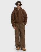 ERL TERRY FLEECE ZIPPED HOODIE KNIT Brown Mens Hoodies/Zipper