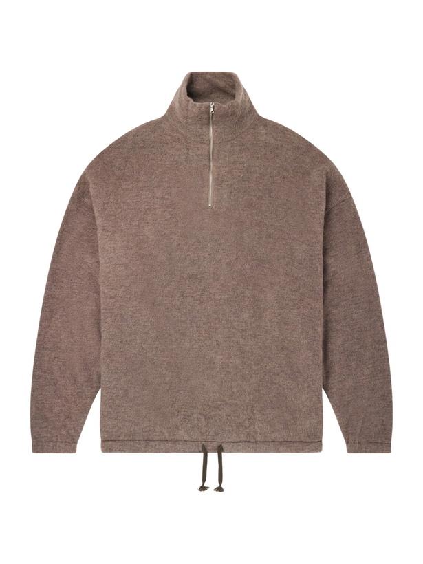 Photo: Kaptain Sunshine - Wool and Silk-Blend Fleece Zip-Up Sweater - Brown