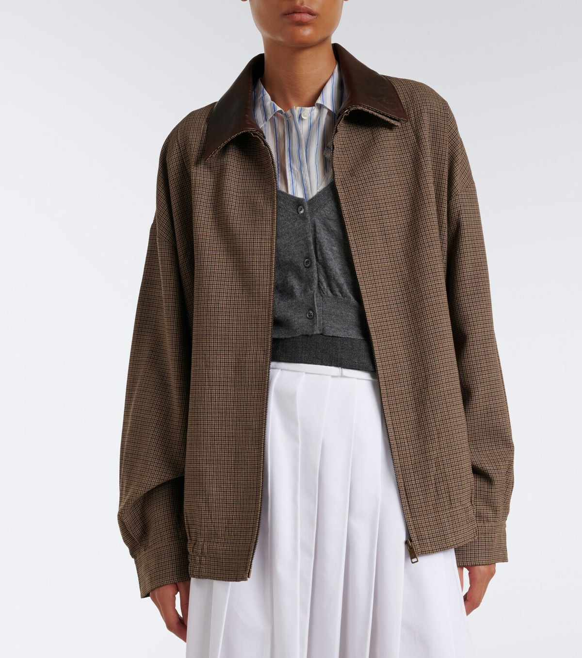 Prada Houndstooth virgin wool blouson jacket