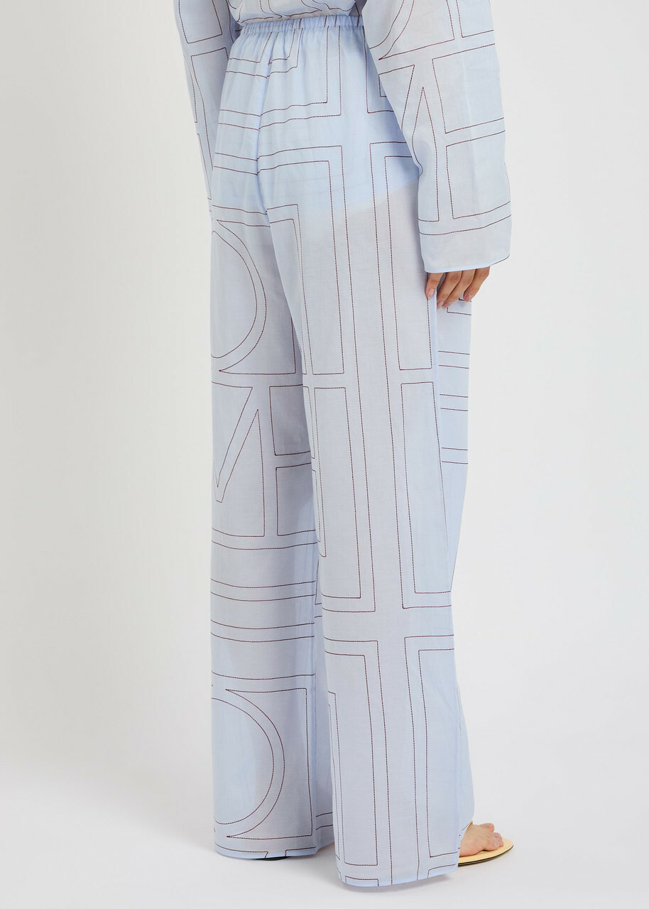 Toteme Logo-monogrammed Cotton-blend Pyjama Trousers Light Blue