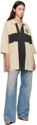 032c Beige Fainting Cross Oversized Polo