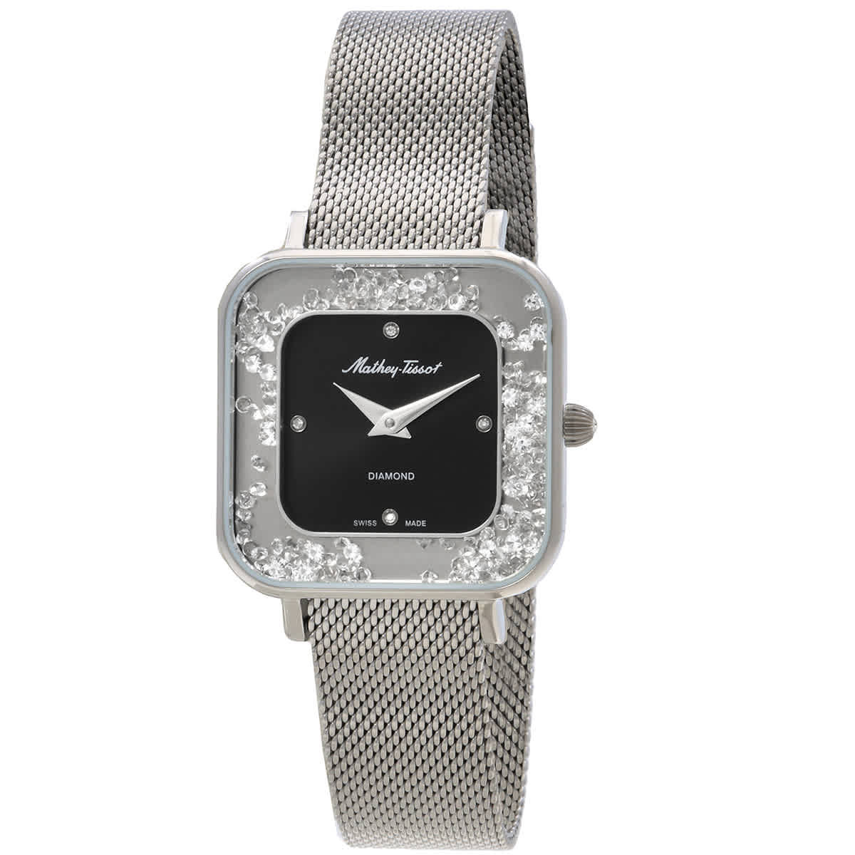Mathey-Tissot Gemina Quartz Diamond Black Dial Ladies Watch D984SAN