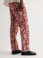 BODE - Straight-Leg Floral-Print Cotton-Corduroy Trousers - Red