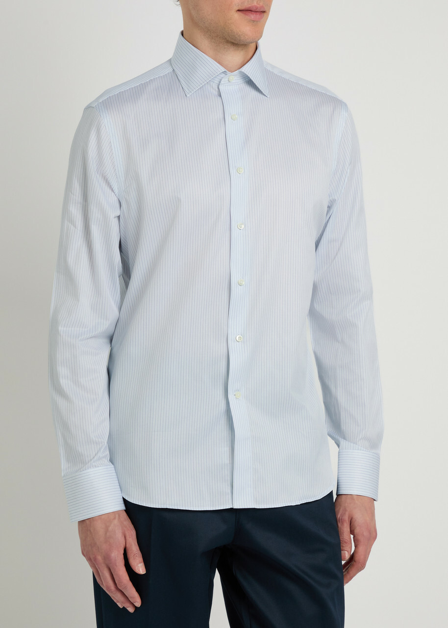 Canali Striped Cotton Shirt Blue