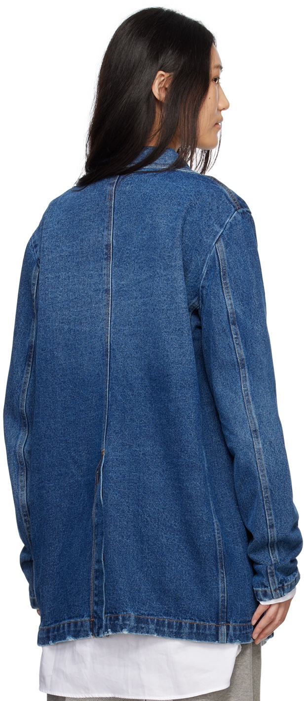 Edward Cuming Blue Distressed Blazer Jacket