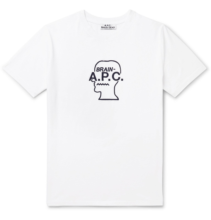 Photo: A.P.C. - Brain Dead Logo-Embroidered Cotton-Jersey T-Shirt - White