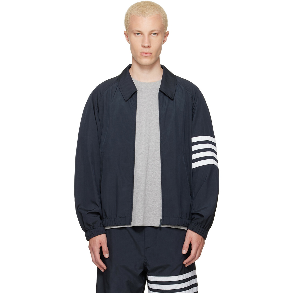 Thom Browne Navy Ripstop Raglan Coach Jacket