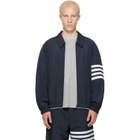 Thom Browne Navy Ripstop Raglan Coach Jacket