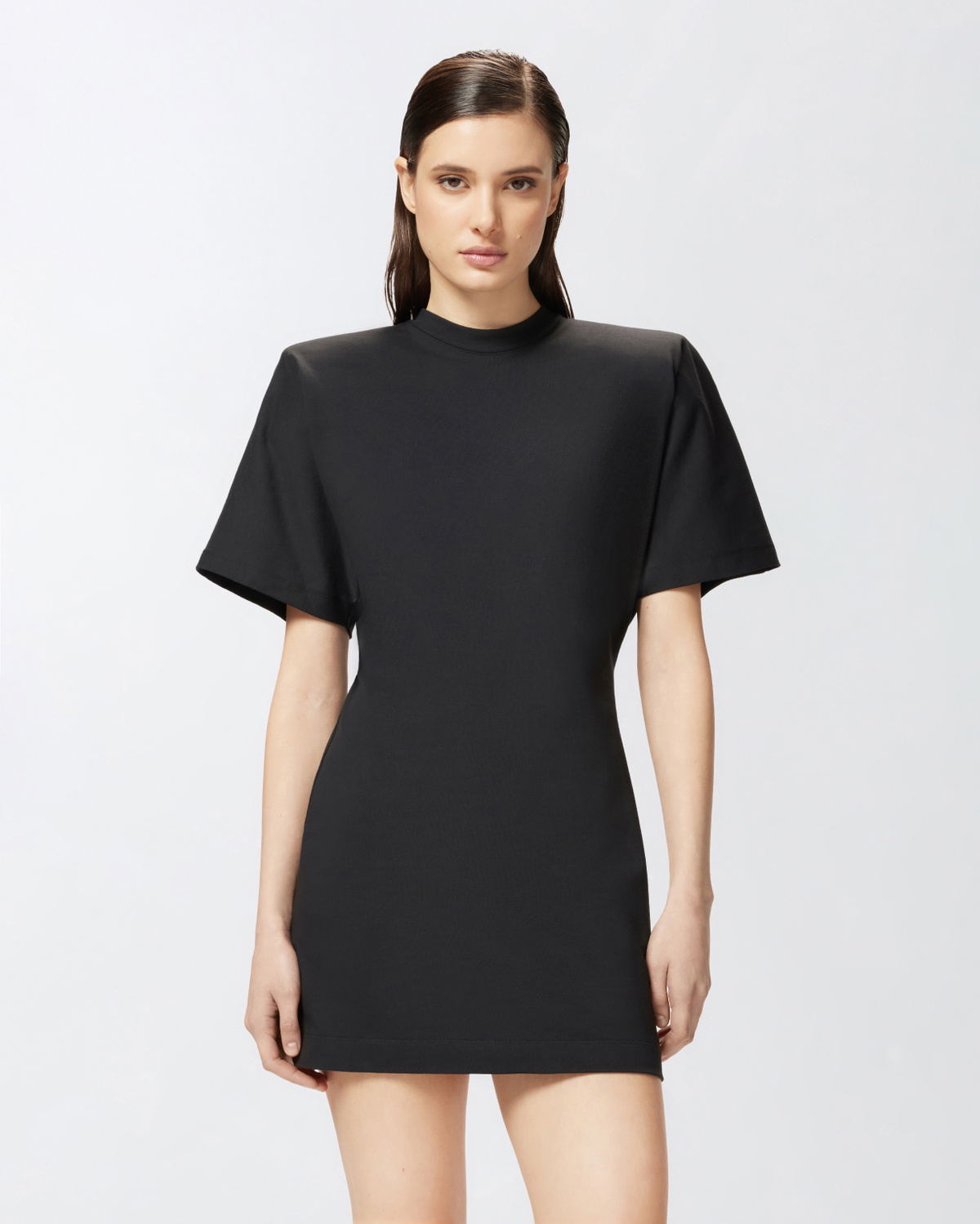 Pinko Mini Dress With Padded Shoulders And Strap Limo Black