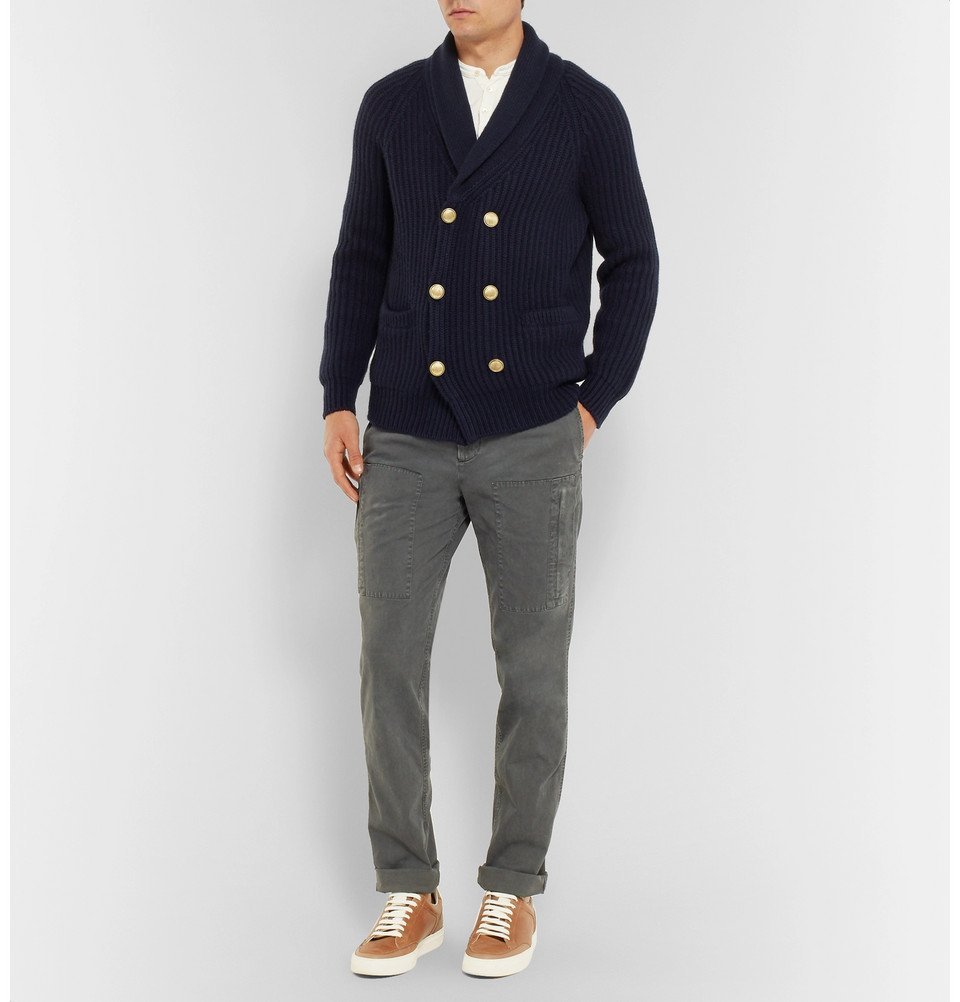 Brunello Cucinelli - Shawl-Collar Double-Breasted Ribbed