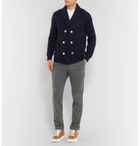 Brunello Cucinelli - Shawl-Collar Double-Breasted Ribbed Cashmere Cardigan - Men - Navy