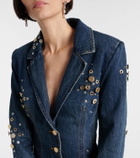 Area Crystal-embellished denim blazer dress