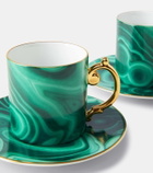 L'Objet Malachite set of 6 espresso cups and saucers