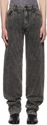 Mugler Black Washed Spiral Baggy Jeans