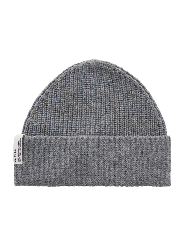 Photo: A.P.C. - Ribbed Wool and Cashmere-Blend Beanie - Gray