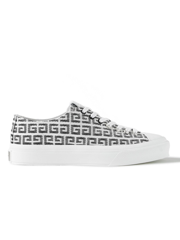 Photo: GIVENCHY - City Leather-Trimmed Logo-Jacquard Canvas Sneakers - Black