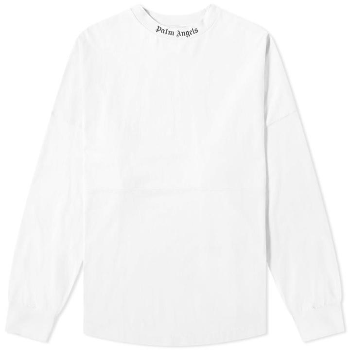 Photo: Palm Angels Logo Long Sleeve Mock Neck Tee White