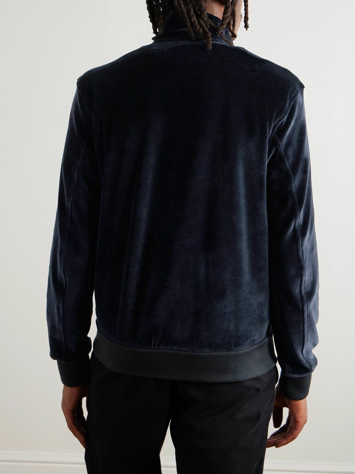 Orlebar Brown - Cassian Cotton-Blend Velour Track Jacket - Blue