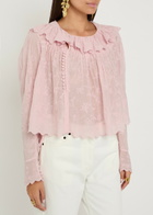 Isabel Marant Zelly Embroidered Cotton-blend Blouse Pink