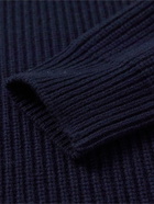 The Row - Ribbed Merino Wool and Cashmere-Blend Mock-Neck Sweater - Blue