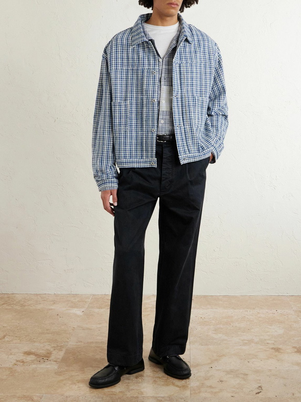 Photo: Story mfg. - Sundae Checked Cotton Jacket - Blue
