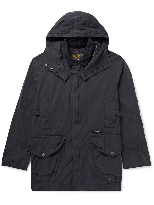 Photo: BARBOUR GOLD STANDARD - Beaufort Corduroy-Trimmed Cotton-Ripstop Hooded Jacket - Blue - S