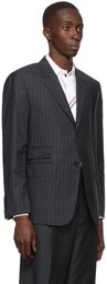 Thom Browne Grey Wool Pinstripe Single Vent Sport Coat Blazer