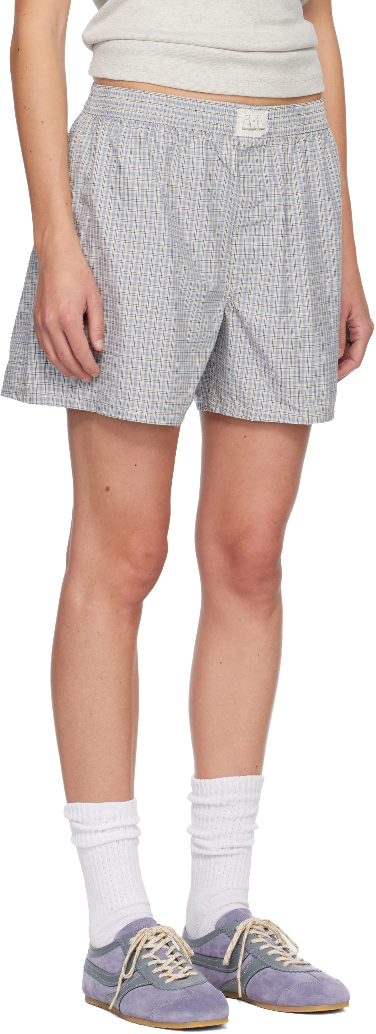 ERL Blue Light Check Boxer Boy Shorts