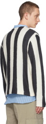 Stüssy Black & Off-White Stripe Cardigan