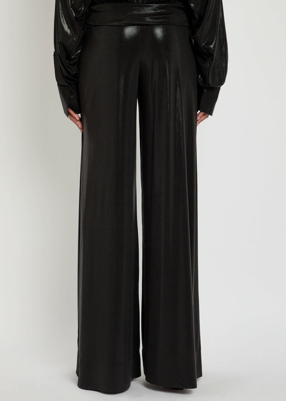 Norma Kamali Elephant Pearlescent Stretch-jersey Trousers Black