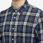 Officine Generale Men's Officine Générale Benoit Wrinkle Check Shirt in Navy/White