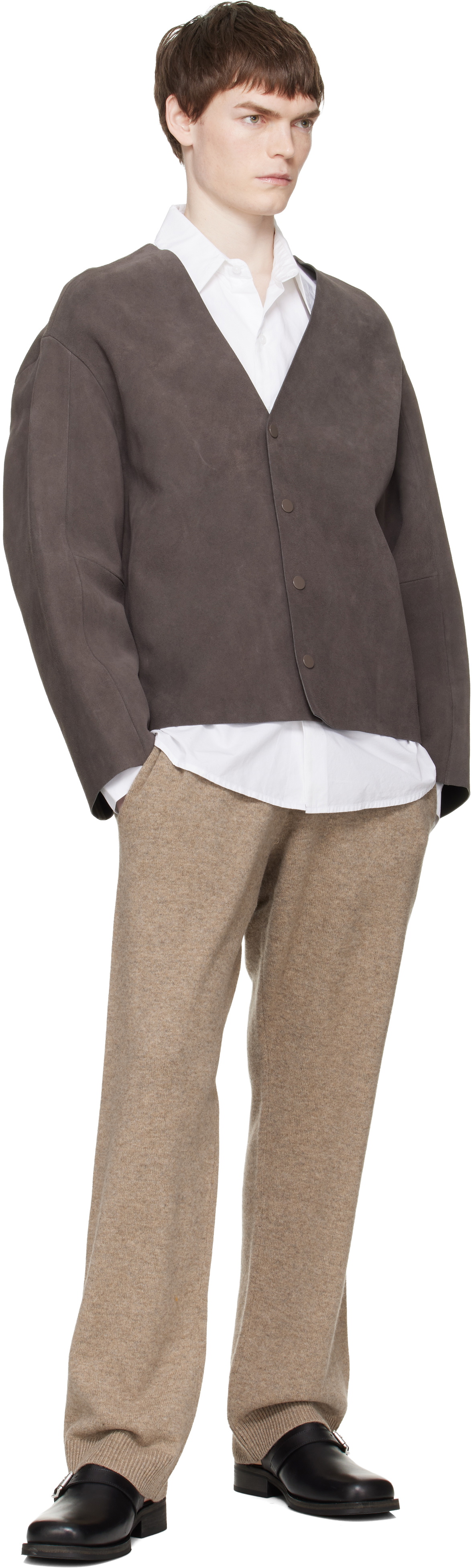 Entire Studios Taupe Minimal Suede Jacket