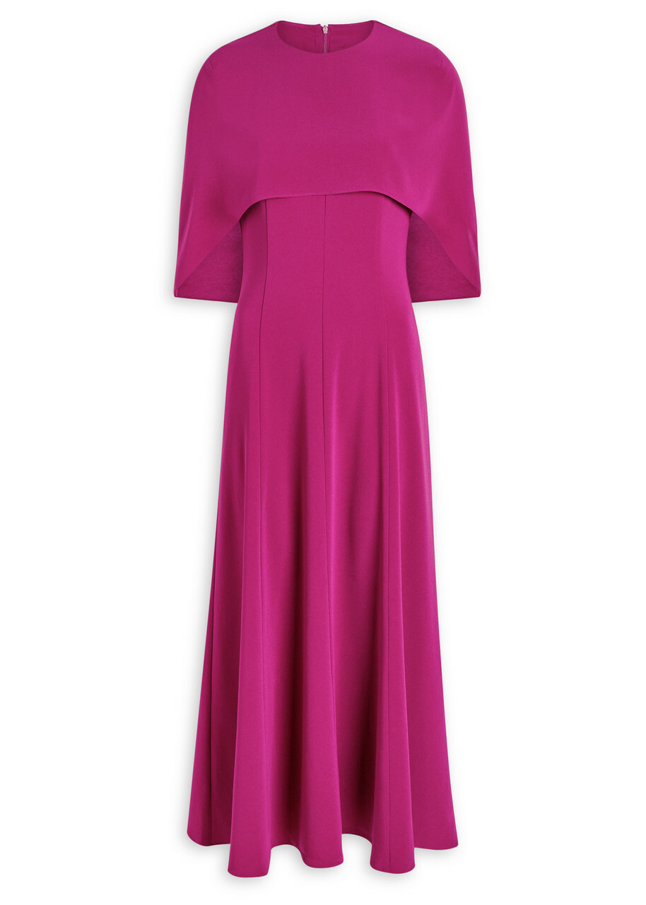 Roland Mouret Cape-effect Crepe Midi Dress Dark Pink