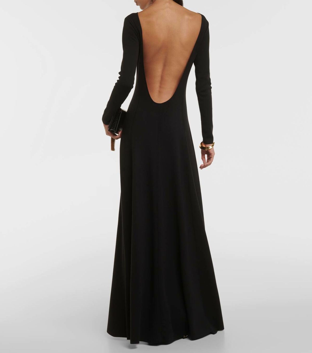 【関税&送料込】Saint Laurent Black Wool Long Dress Saint Laurent Maxi Dress, Size 38 FR