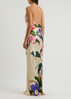 Borgo DE Nor Olive Floral-print Satin Maxi Dress Multicoloured