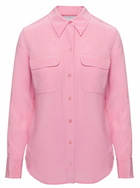 Pink Shirt With Patch Pockets With Flap In Silk Woman Equipment