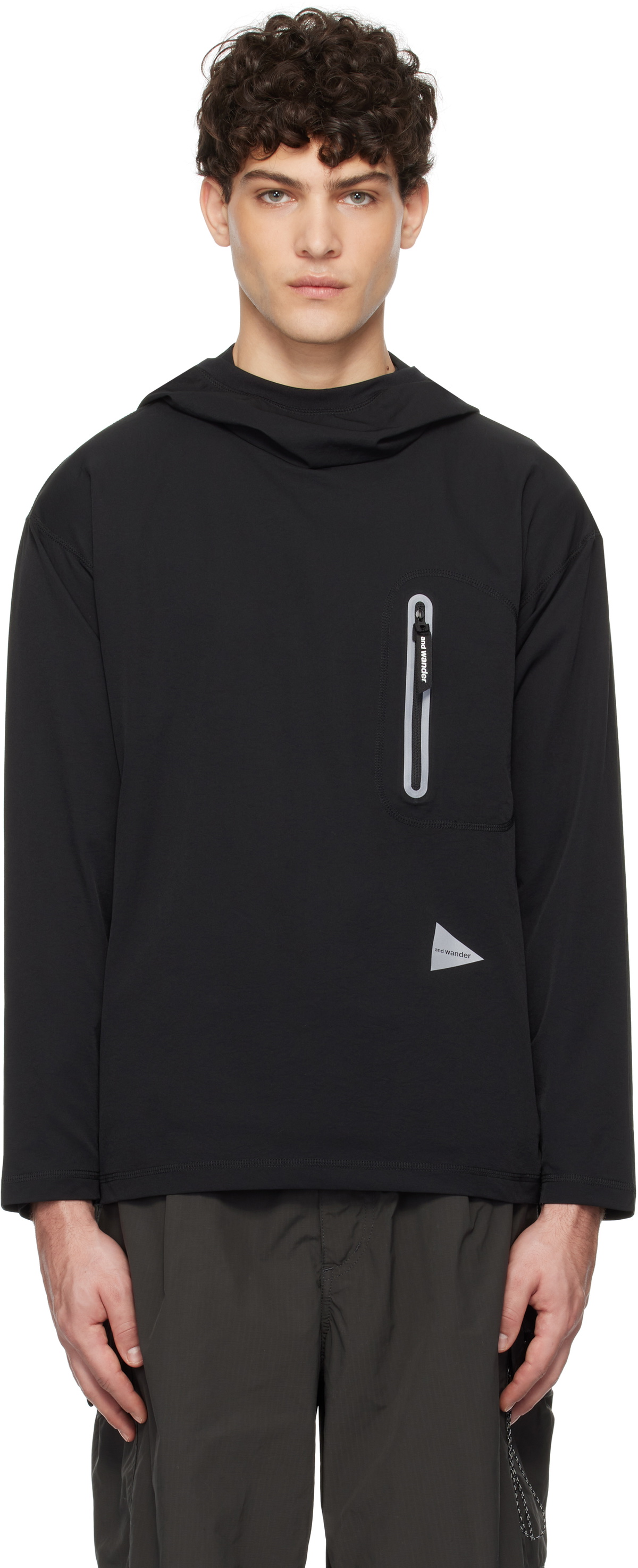 and wander Black Hybrid Warm Pocket Hoodie and Wander